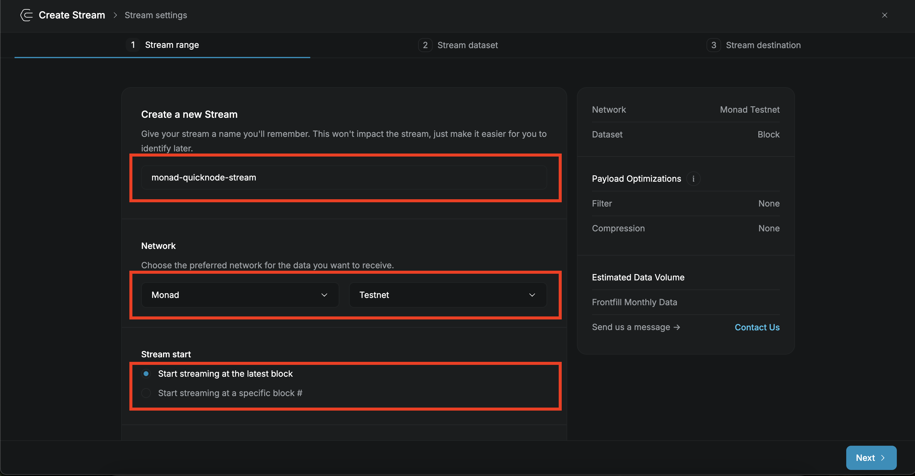 Stream Configuration